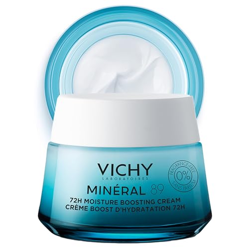 Vichy Mineral 89 Fragrance Free Cream, Moisture Boosting Cream with Hyaluronic Acid, Daily Face Moisturizer, Available in 4 Formulas For All Skin Types, Dry & Sensitive Skin & Mattifying for Oily Skin|B0C2J7M7ST