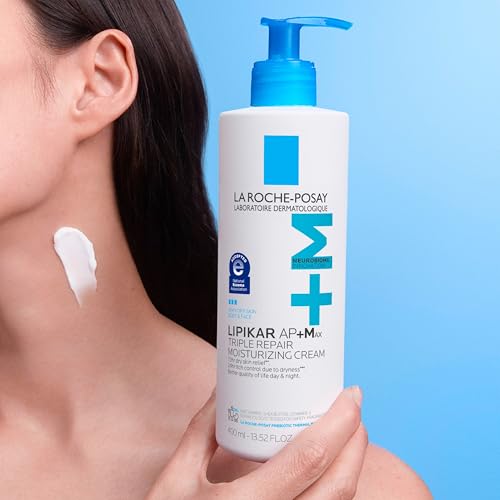 La Roche-Posay Lipikar AP+Max Triple Repair Moisturizing Body Cream,13.52oz | Face and body lotion for dry skin with shea butter and niacinamide to help moisturize and support the skin barrier.|B003QXZWYW