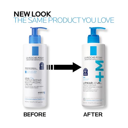 La Roche-Posay Lipikar AP+Max Triple Repair Moisturizing Body Cream,13.52oz | Face and body lotion for dry skin with shea butter and niacinamide to help moisturize and support the skin barrier.|B003QXZWYW