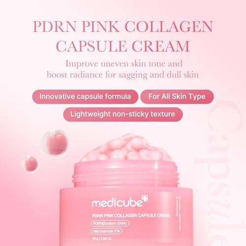 medicube Capsule Cream with Salmon DNA PDRN Pink Collagen | Lightweight Moisturizing Cream with PDRN, Niacinamide for Uneven Skin Tone and Texture, Glow hydration | Korean Skincare, 1.94 oz|B0DTKCN3Z4