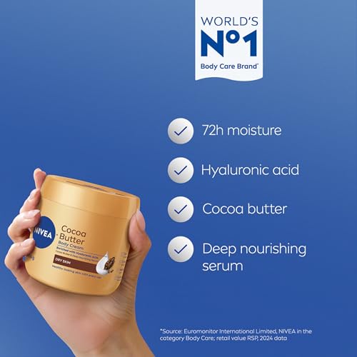 NIVEA Cocoa Butter Body Cream with Deep Nourishing Serum, Cocoa Butter Cream for Dry Skin, 16 Ounce Jar|B01H6OYPU8