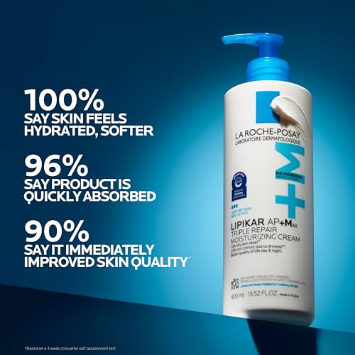 La Roche-Posay Lipikar AP+Max Triple Repair Moisturizing Body Cream,13.52oz | Face and body lotion for dry skin with shea butter and niacinamide to help moisturize and support the skin barrier.|B003QXZWYW