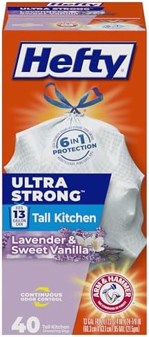 Hefty Ultra Strong 13 Gal Kitchen Trash Bags, White, Lavender Vanilla, 80ct|B01BZ0LXL8