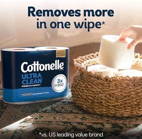 Cottonelle Ultra Clean Toilet Paper, 24 Family Mega Rolls=132 Regular Rolls|B0CM4NXMV2