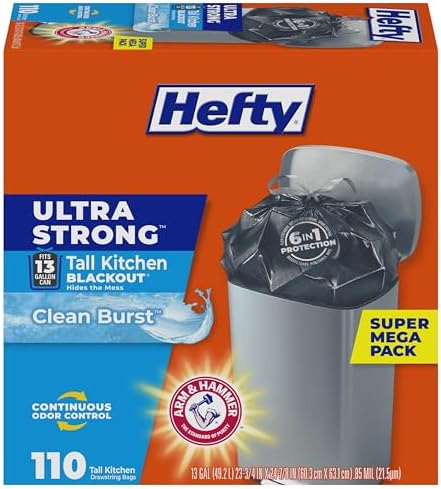 Hefty Ultra Strong 13 Gal Kitchen Trash Bags, White, Lavender Vanilla, 80ct|B01BZ0LXL8