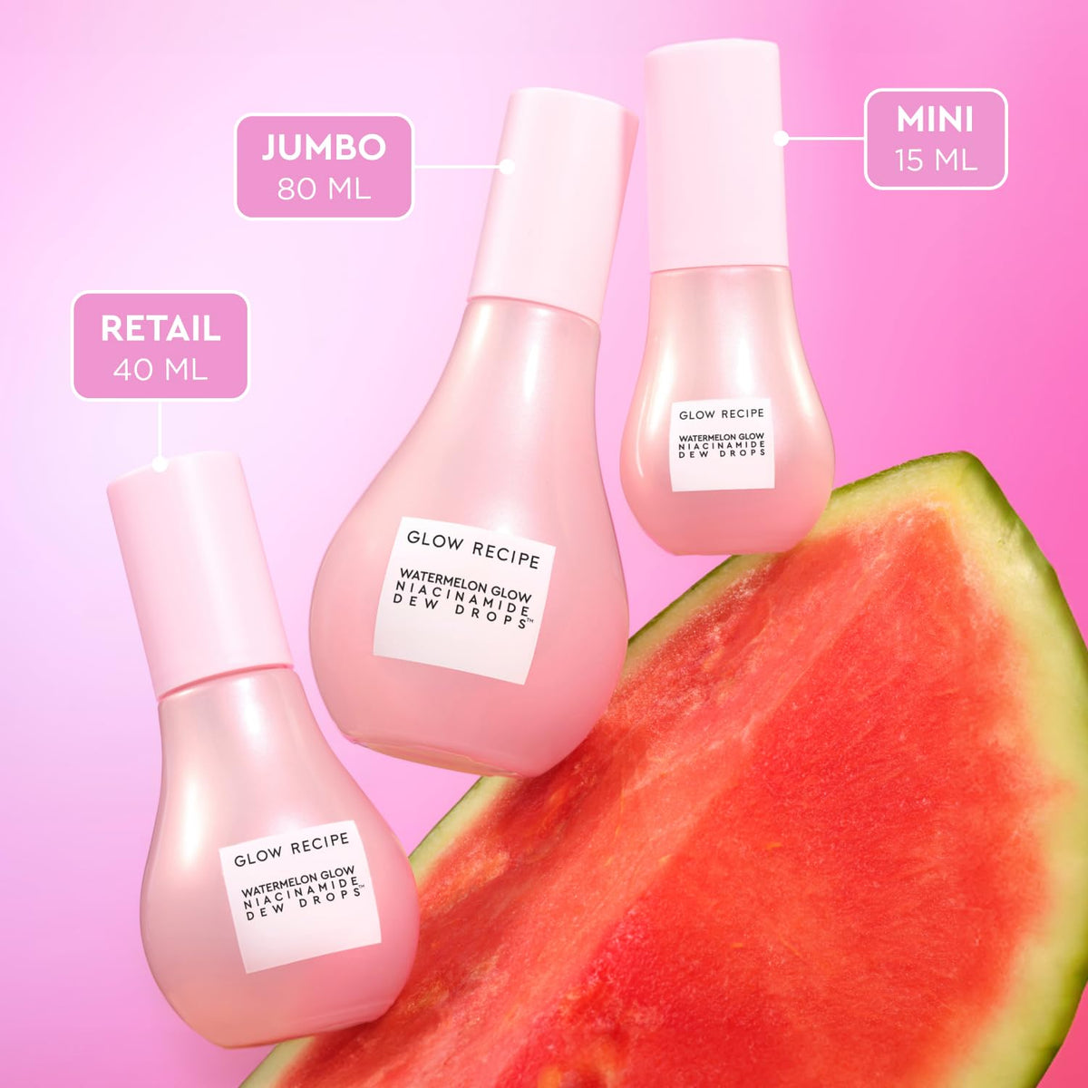 Glow Recipe Watermelon Niacinamide Dew Drops, Korean Niacinamide Serum Drops, Hydrating Face Serum + Primer & Liquid Highlighter, Hyaluronic Acid, Dewy Glow (40ml)