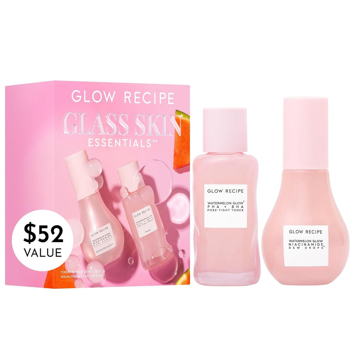Glow Recipe Watermelon Niacinamide Dew Drops, Korean Niacinamide Serum Drops, Hydrating Face Serum + Primer & Liquid Highlighter, Hyaluronic Acid, Dewy Glow (40ml)