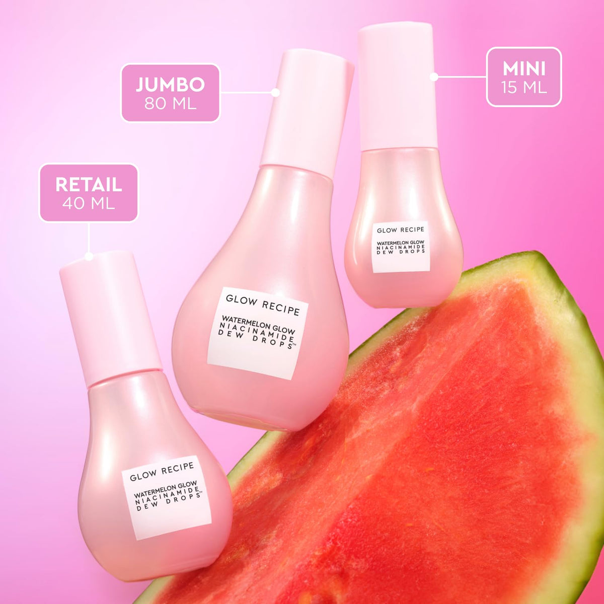 Glow Recipe Watermelon Niacinamide Dew Drops, Korean Niacinamide Serum Drops, Hydrating Face Serum + Primer & Liquid Highlighter, Hyaluronic Acid, Dewy Glow (40ml)