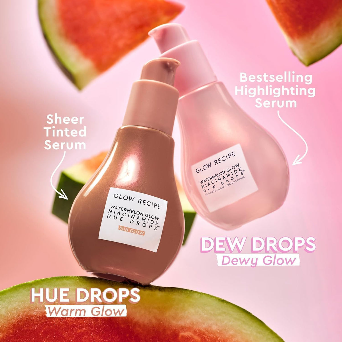 Glow Recipe Watermelon Niacinamide Dew Drops, Korean Niacinamide Serum Drops, Hydrating Face Serum + Primer & Liquid Highlighter, Hyaluronic Acid, Dewy Glow (40ml)