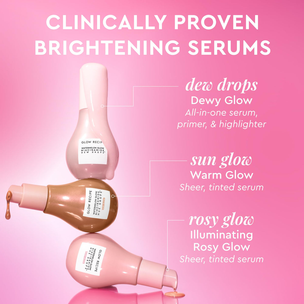 Glow Recipe Watermelon Niacinamide Dew Drops, Korean Niacinamide Serum Drops, Hydrating Face Serum + Primer & Liquid Highlighter, Hyaluronic Acid, Dewy Glow (40ml)