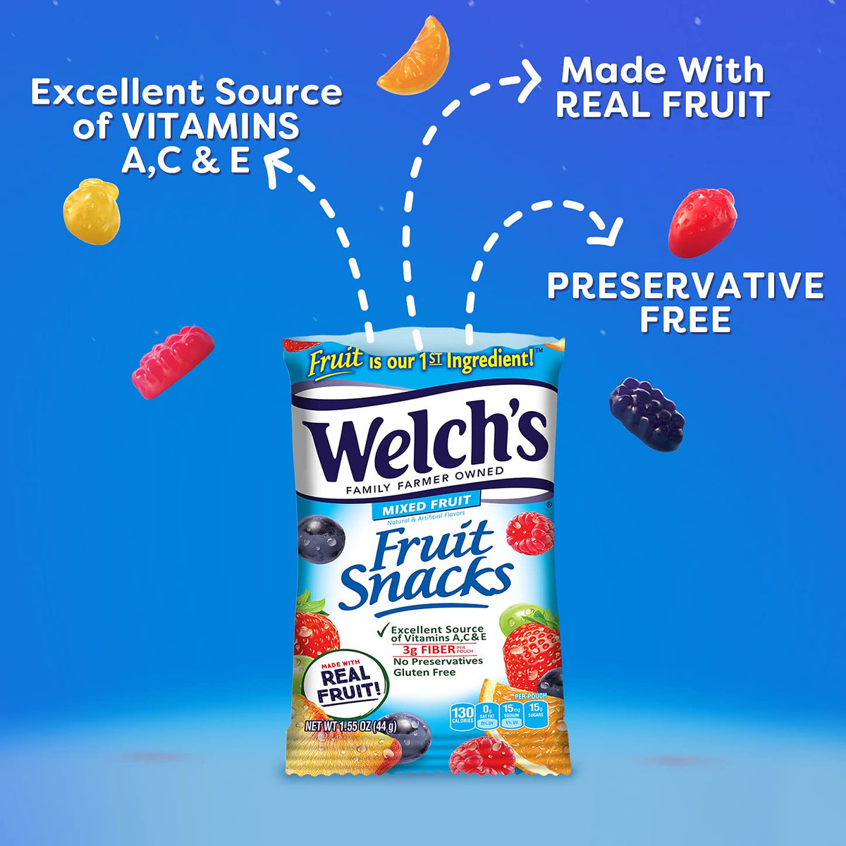 Welch's Fruit Snacks - Mixed Fruit Box - Kids Snacks - 0.8 Oz - 40 Pack