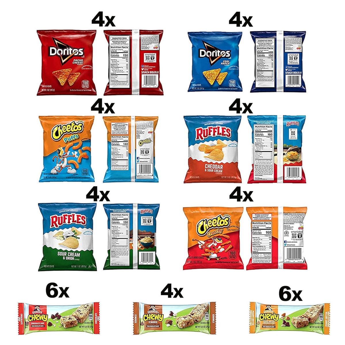 Frito-Lay Ultimate Classic Snacks Package, Variety Assortment of Chips, Cookies, Crackers, & Nuts, 0.56 ounces, (Pack of 40) (Packaging May Vary)