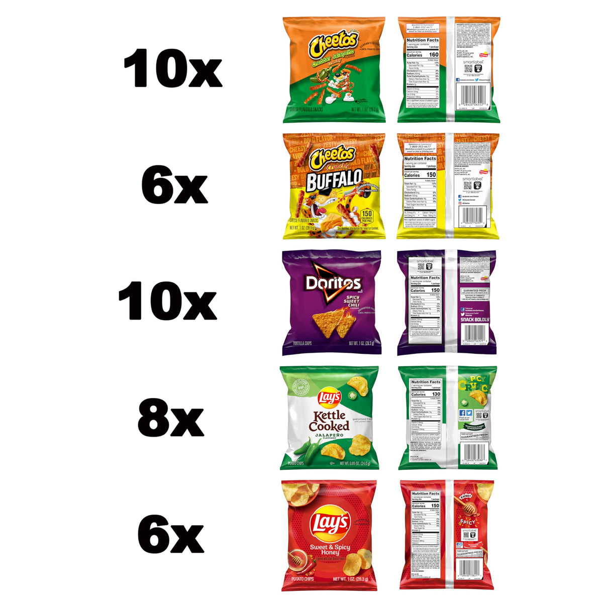 Frito-Lay Ultimate Classic Snacks Package, Variety Assortment of Chips, Cookies, Crackers, & Nuts, 0.56 ounces, (Pack of 40) (Packaging May Vary)