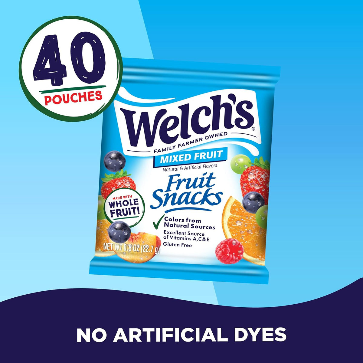 Welch's Fruit Snacks - Mixed Fruit Box - Kids Snacks - 0.8 Oz - 40 Pack
