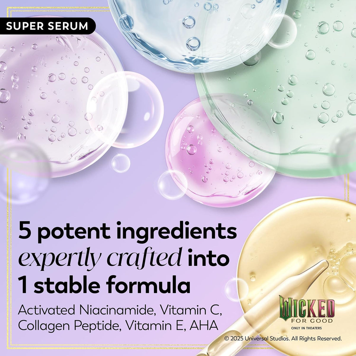 Olay Super Serum Trial Size - Niacinamide, Vitamin C & E, Collagen Peptide, AHA - 5-in-1 Skin Care Benefits - Healthy Glow, Brightening, Hydrating, Smoothing, Firming, Evens Tone, Anti-Aging, 0.4 Oz