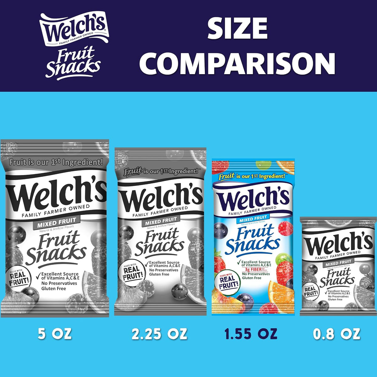Welch's Fruit Snacks - Mixed Fruit Box - Kids Snacks - 0.8 Oz - 40 Pack