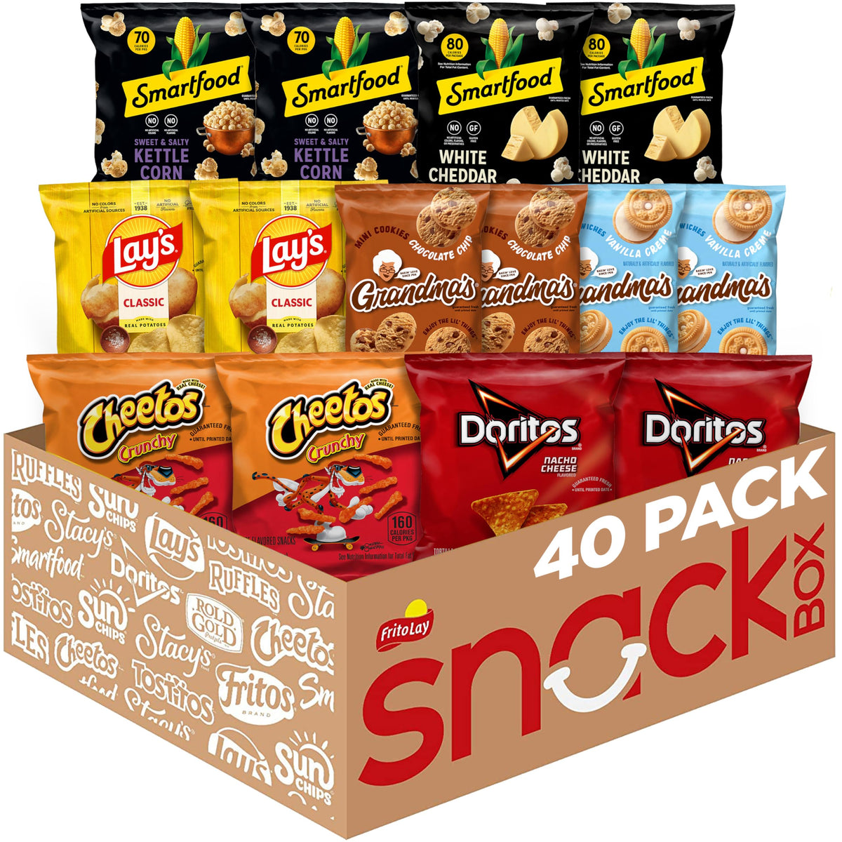 Frito-Lay Ultimate Classic Snacks Package, Variety Assortment of Chips, Cookies, Crackers, & Nuts, 0.56 ounces, (Pack of 40) (Packaging May Vary)