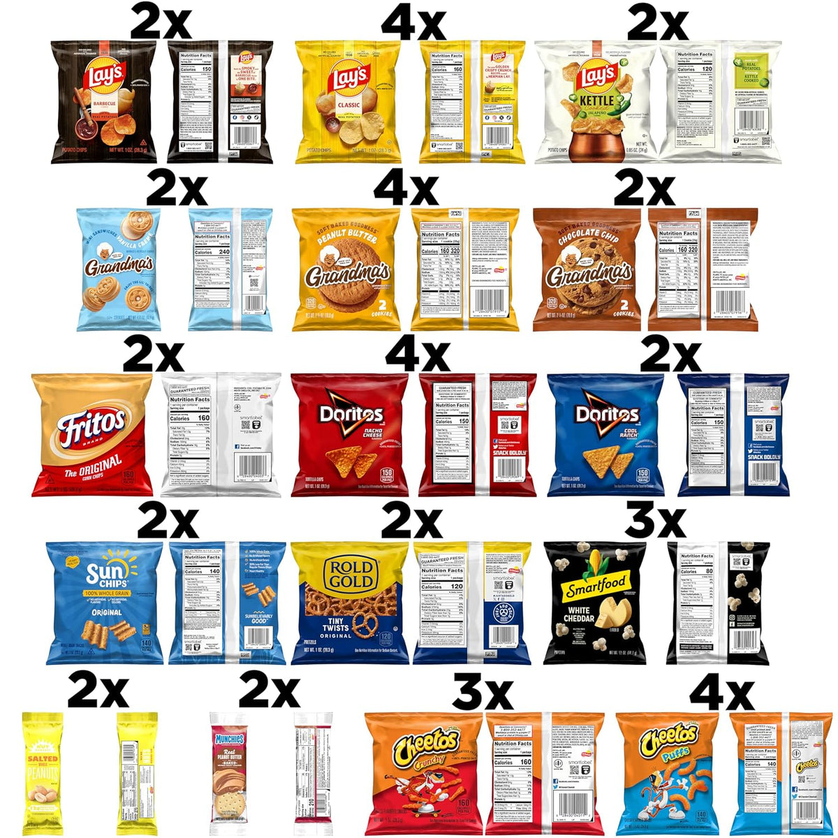 Frito-Lay Ultimate Classic Snacks Package, Variety Assortment of Chips, Cookies, Crackers, & Nuts, 0.56 ounces, (Pack of 40) (Packaging May Vary)