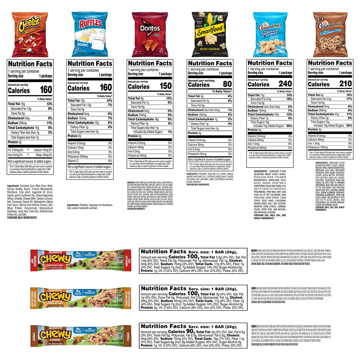 Frito-Lay Ultimate Classic Snacks Package, Variety Assortment of Chips, Cookies, Crackers, & Nuts, 0.56 ounces, (Pack of 40) (Packaging May Vary)