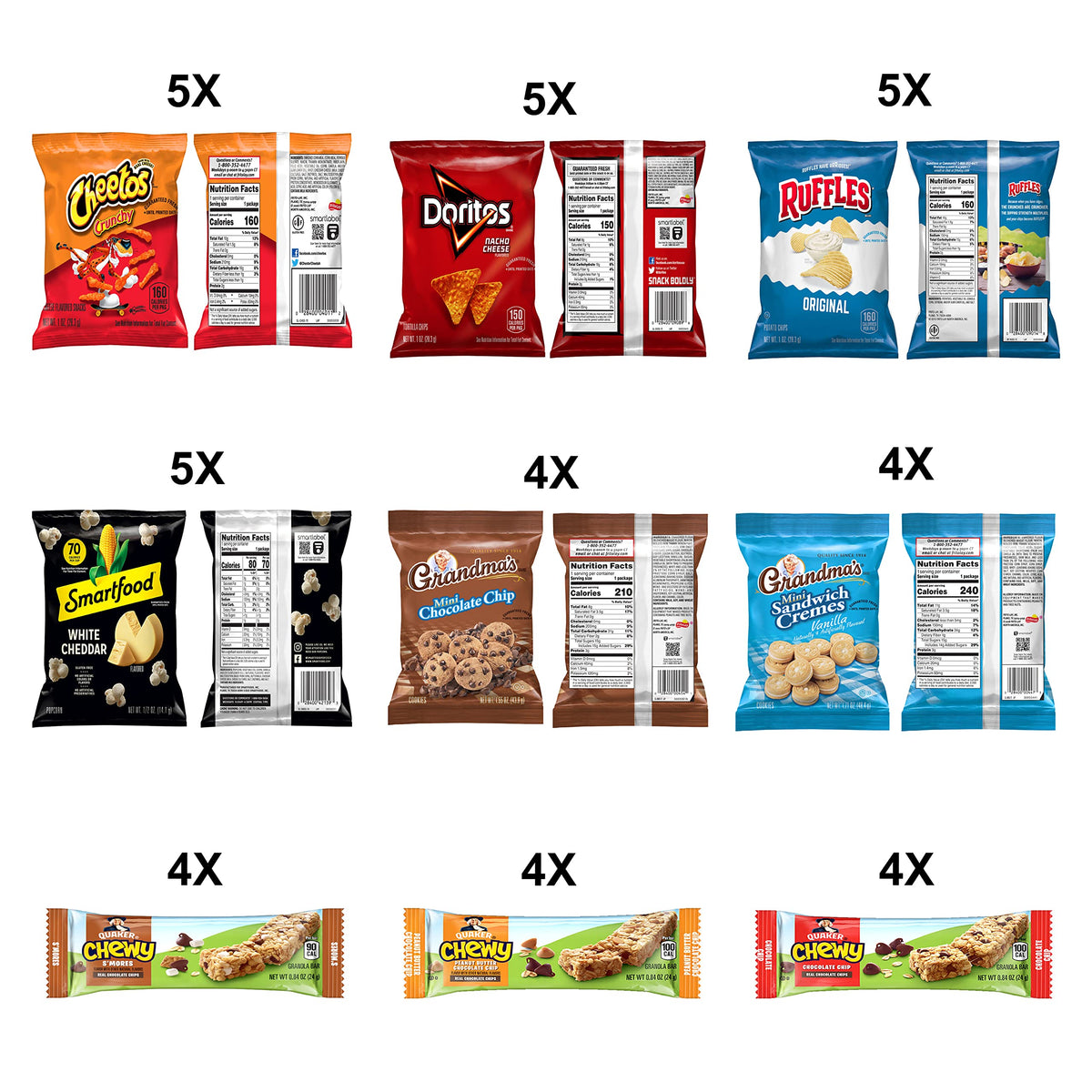 Frito-Lay Ultimate Classic Snacks Package, Variety Assortment of Chips, Cookies, Crackers, & Nuts, 0.56 ounces, (Pack of 40) (Packaging May Vary)