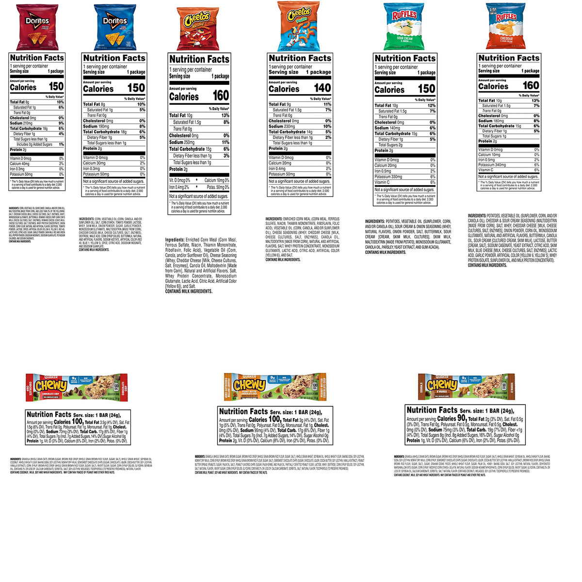 Frito-Lay Ultimate Classic Snacks Package, Variety Assortment of Chips, Cookies, Crackers, & Nuts, 0.56 ounces, (Pack of 40) (Packaging May Vary)