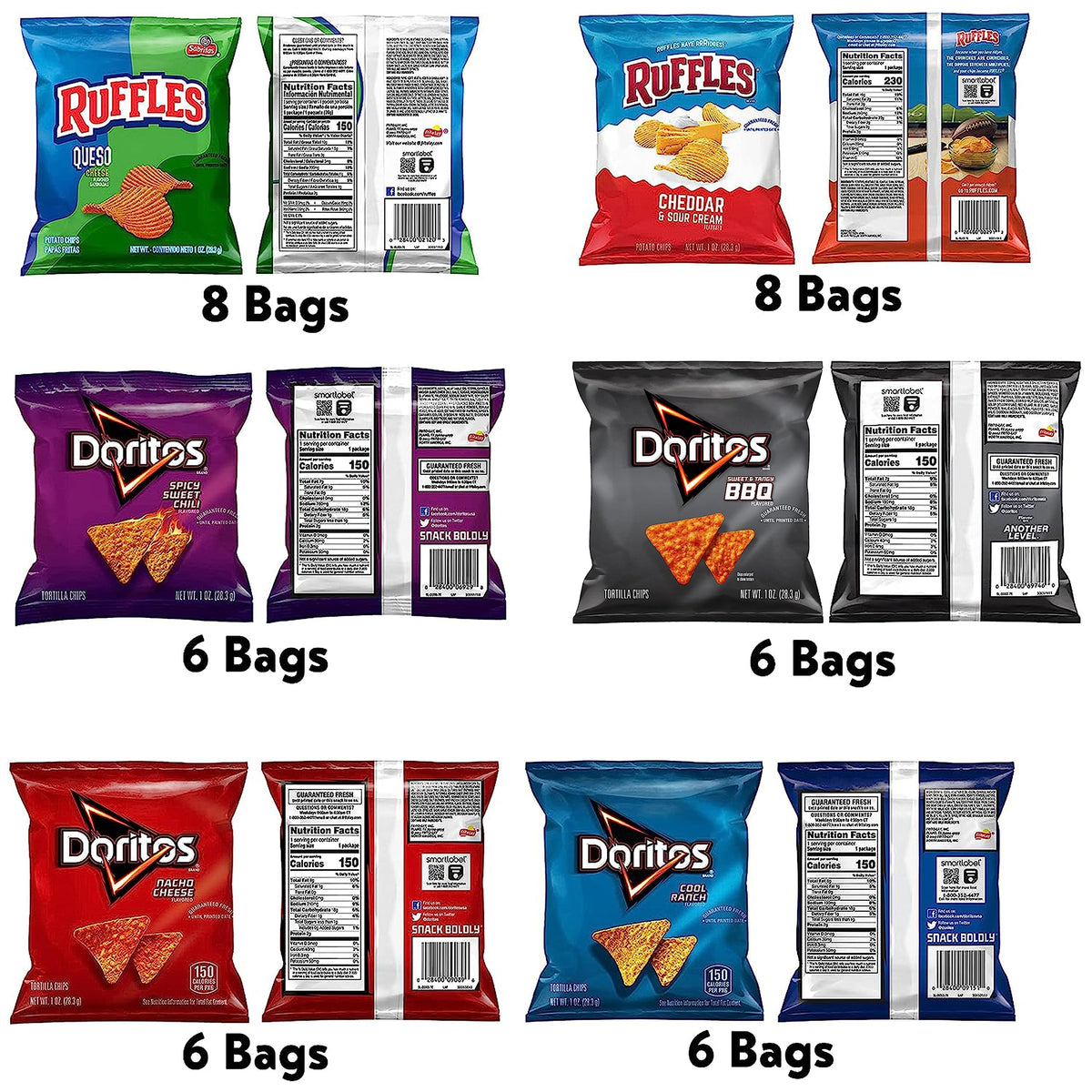 Frito-Lay Ultimate Classic Snacks Package, Variety Assortment of Chips, Cookies, Crackers, & Nuts, 0.56 ounces, (Pack of 40) (Packaging May Vary)