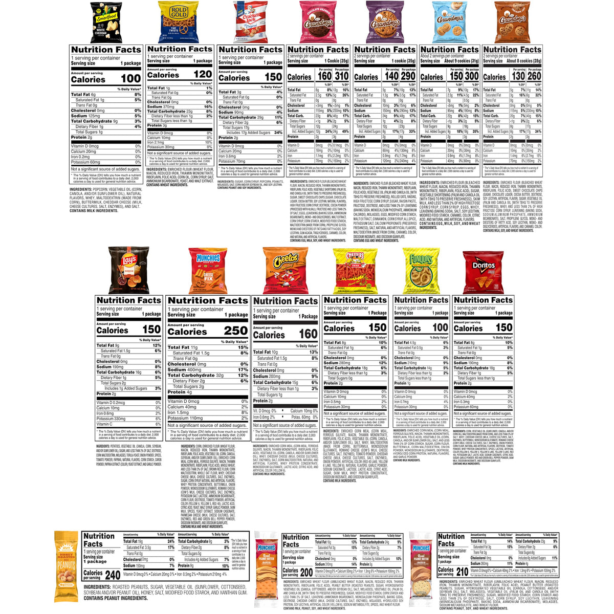 Frito-Lay Ultimate Classic Snacks Package, Variety Assortment of Chips, Cookies, Crackers, & Nuts, 0.56 ounces, (Pack of 40) (Packaging May Vary)