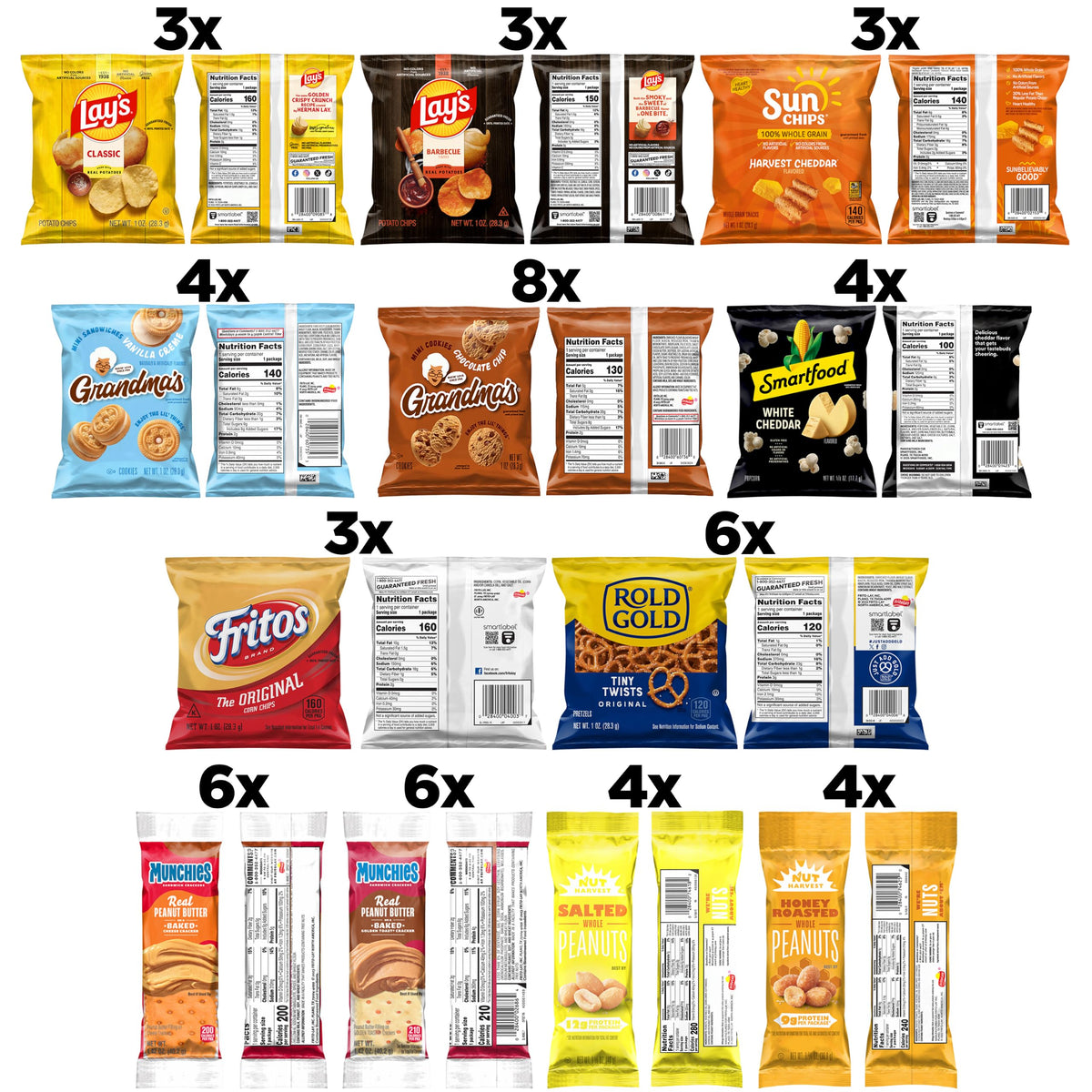 Frito-Lay Ultimate Classic Snacks Package, Variety Assortment of Chips, Cookies, Crackers, & Nuts, 0.56 ounces, (Pack of 40) (Packaging May Vary)
