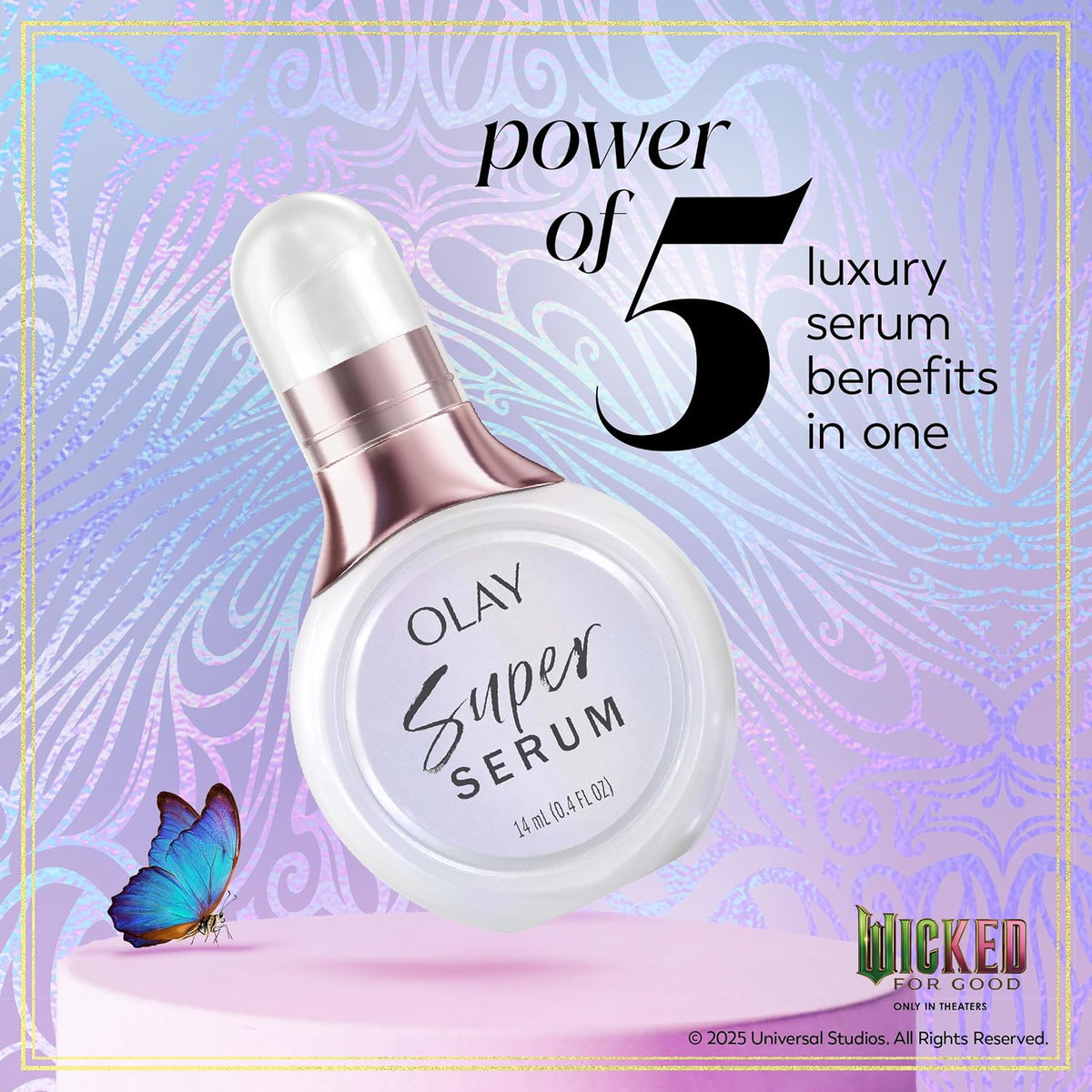 Olay Super Serum Trial Size - Niacinamide, Vitamin C & E, Collagen Peptide, AHA - 5-in-1 Skin Care Benefits - Healthy Glow, Brightening, Hydrating, Smoothing, Firming, Evens Tone, Anti-Aging, 0.4 Oz