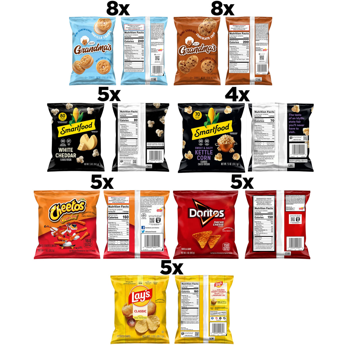 Frito-Lay Ultimate Classic Snacks Package, Variety Assortment of Chips, Cookies, Crackers, & Nuts, 0.56 ounces, (Pack of 40) (Packaging May Vary)